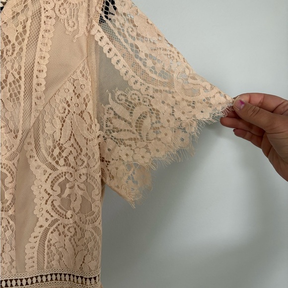 Elegant Cream Lace Maxi Dress - Picture 3 of 7